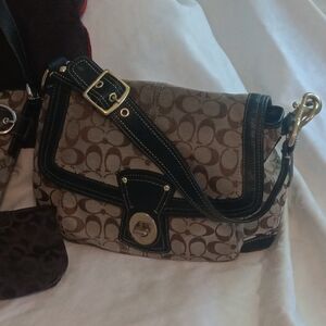 Coach Brown and Black Crossbody Bag with Signature Style